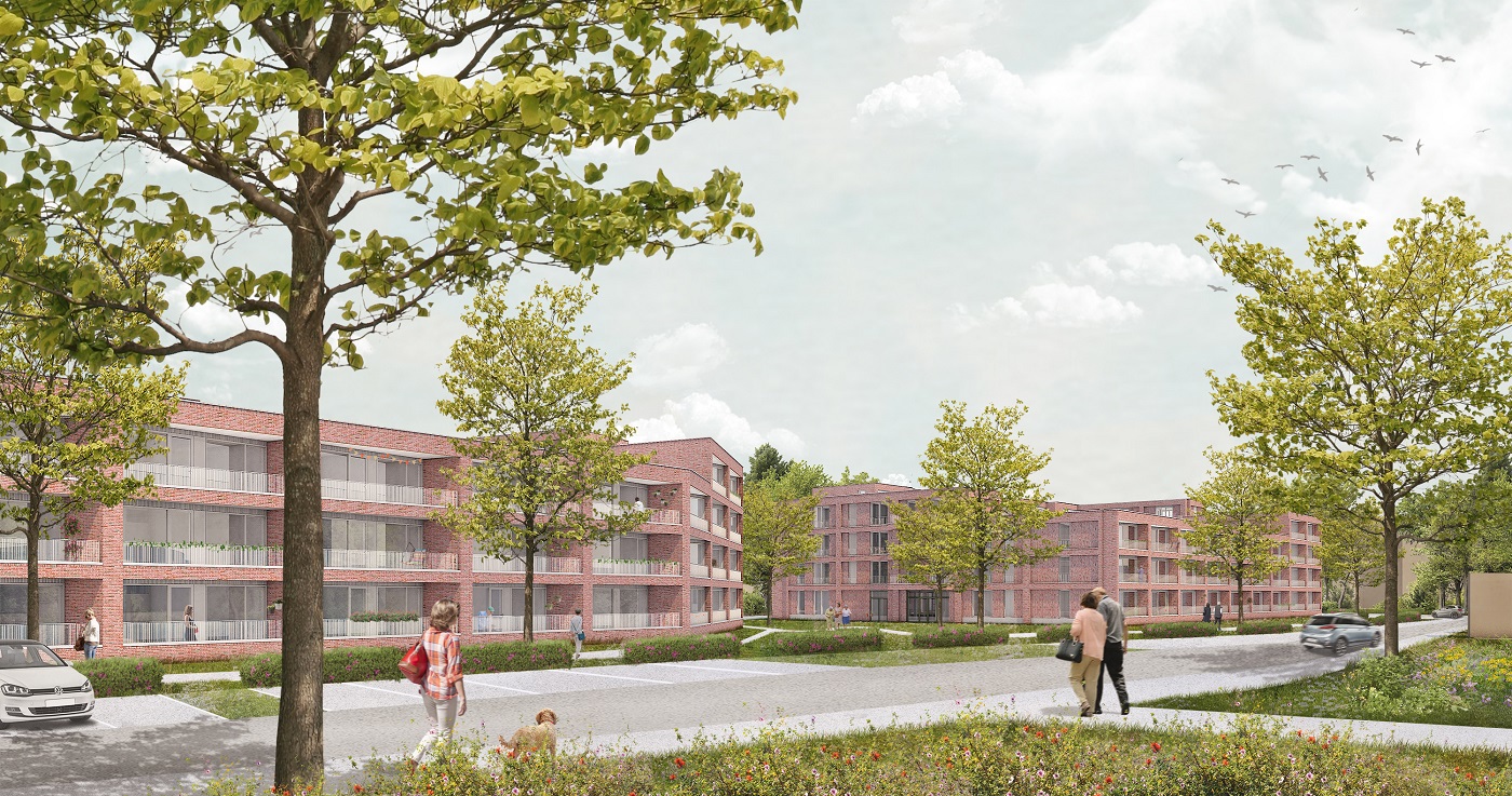 Impressie van de twee nieuwe woongebouwen van 3 en 5 hoog project Nieuwbouw Magnolia